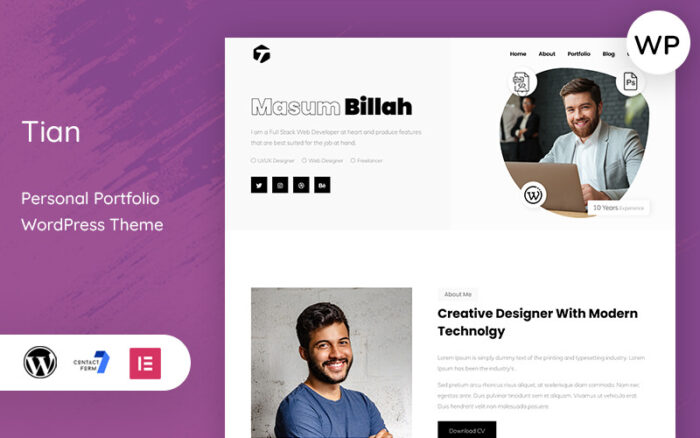 Tian – Minimal Personal Portfolio WordPress Theme