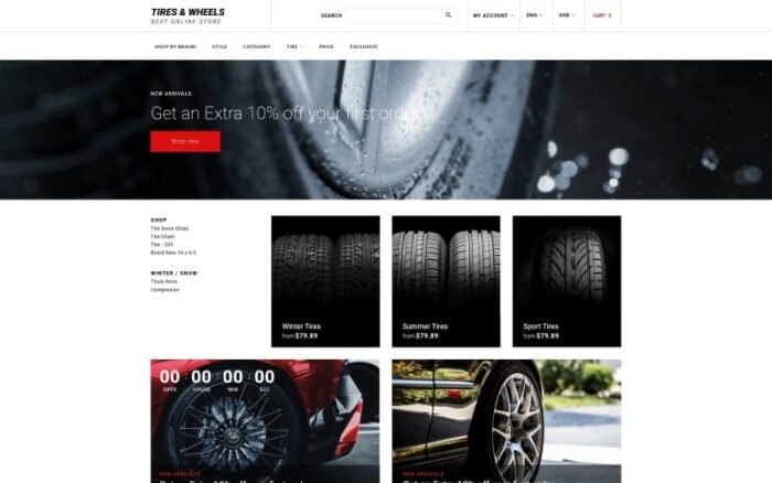 Tires & Wheels - Auto Parts Online Store OpenCart Template