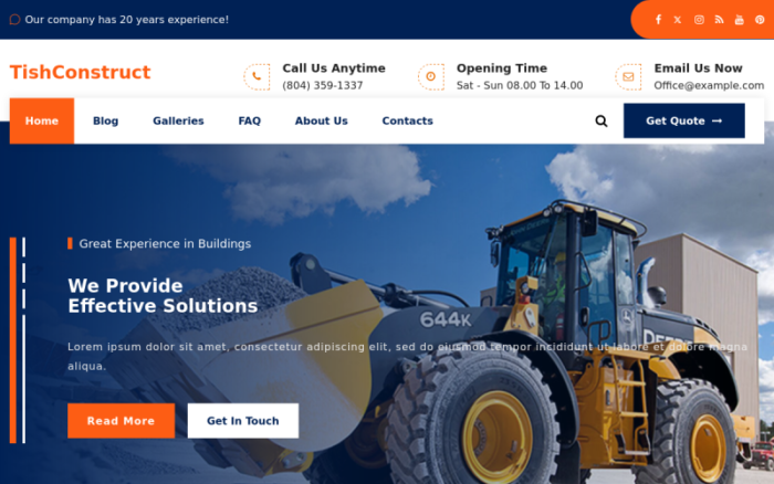 TishConstruct - Construction Company WordPress Theme