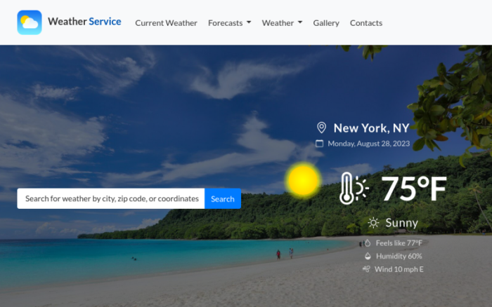 TishWeatherHTML – Weather Forecast HTML Template Landing Page Template