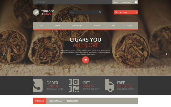 Tobacco and Cigars PrestaShop Theme