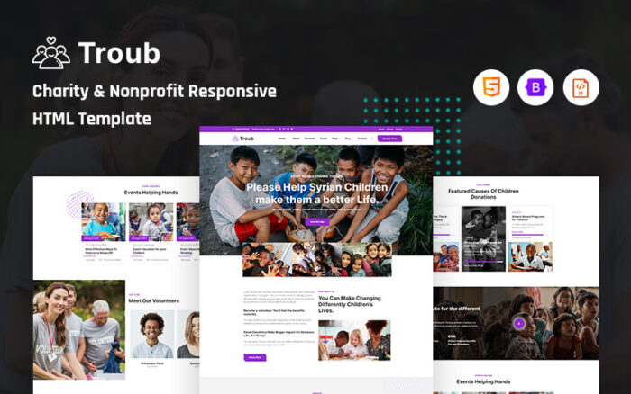 Troub – Charity & Nonprofit HTML Template Website Template