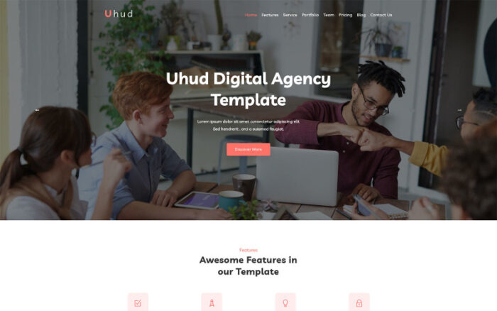 Uhud - Digital Agency Landing Page Template