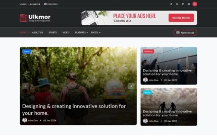 Ulkmor - Blog, Article and Magazine HTML5 Template Website Template