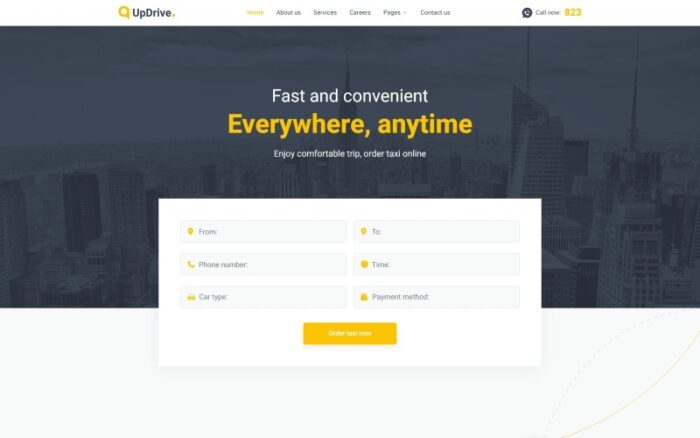 UpDrive - Online Taxi Service Website Template