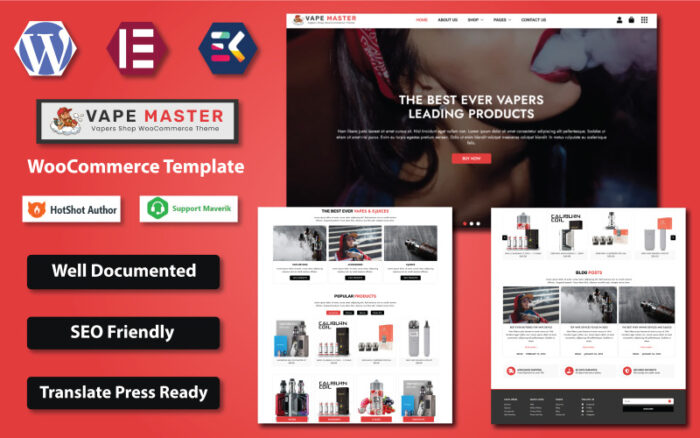 Vape Master - Vapers & Tobacco Shop WooCommerce Elementor Template WooCommerce Theme