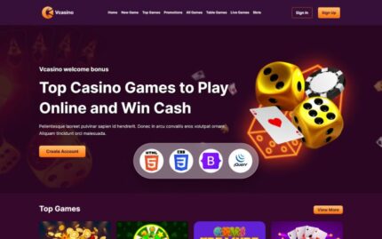 Vcasino - Casino & Gambling HTML Template Website Template