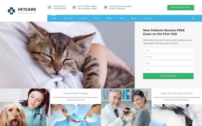 Vetcare - Vet Clinic Multipage HTML5 Website Template