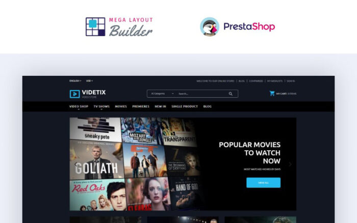 Videtix - Movies Online Store Template PrestaShop Theme