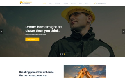 Washington Construction Building Landing Page HTML Template Landing Page Template