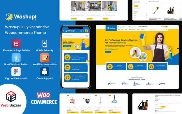 Washup - Home Cleaning & Essential Cleaning Tools WooCommerce Theme