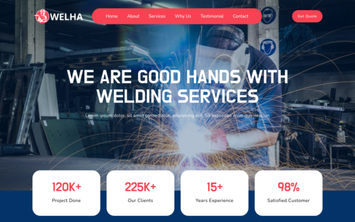 Welha - Welding Landing Page Template