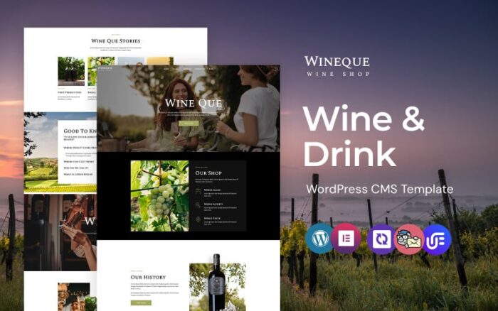 Wineque - Wine Shop WordPress Elementor Theme WordPress Theme