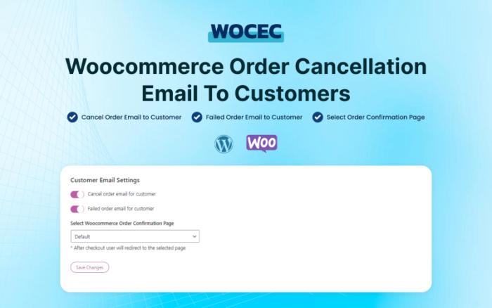 Woocommerce Order Cancellation Email to Customers WordPress Plugin