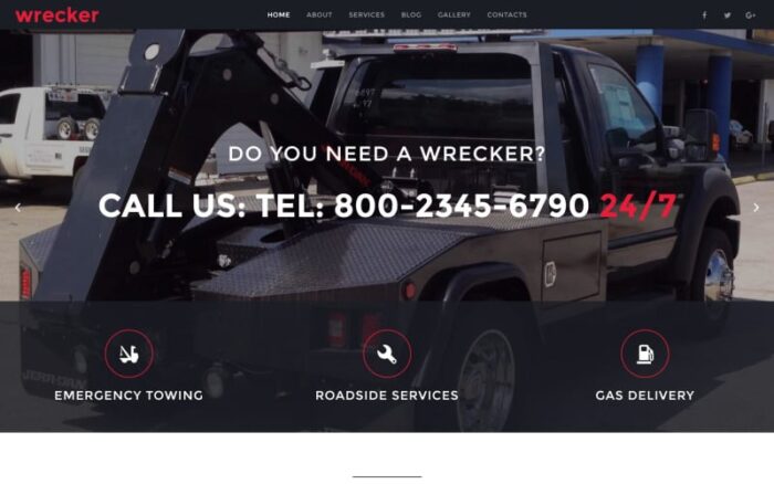 Wrecker - Auto Towing & Roadside Services Website Template