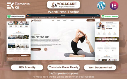 Yoga Care - Yoga & Meditation WordPress Elementor Template WordPress Theme