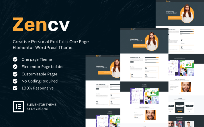 Zencv - Creative Portfolio WordPress Elementor Theme WordPress Theme