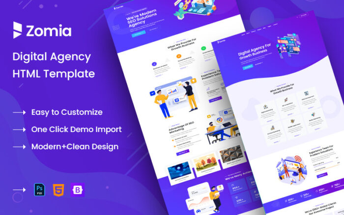 Zomia Digital Agency HTML5 Template Website Template