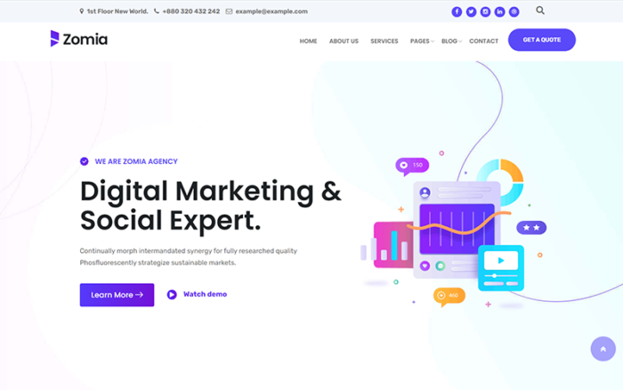 Zomia Digital Marketing HTML5 Template Website Template