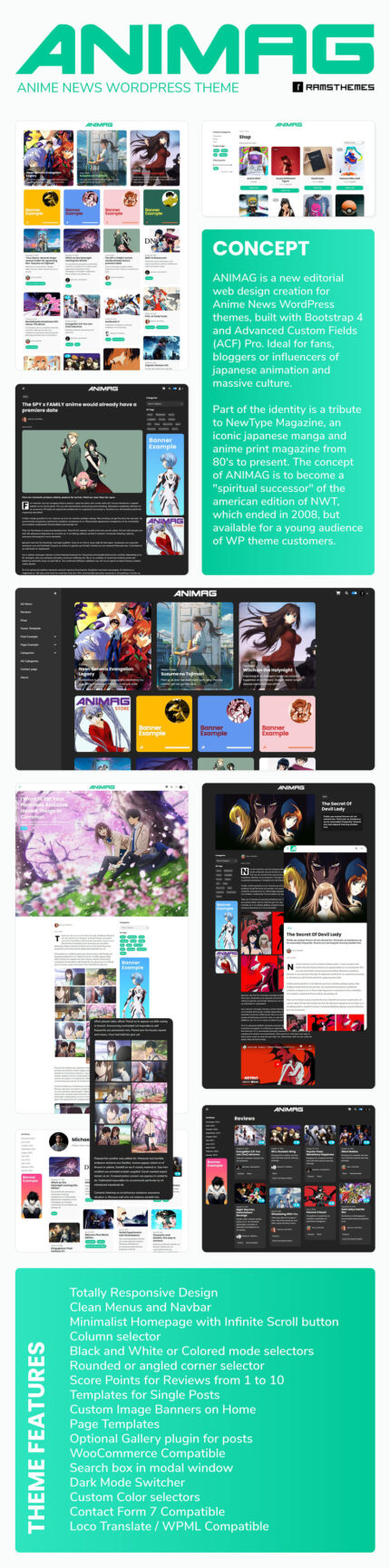 ANIMAG - Tema WordPress Berita Anime + RTL - Fitur Gambar 1