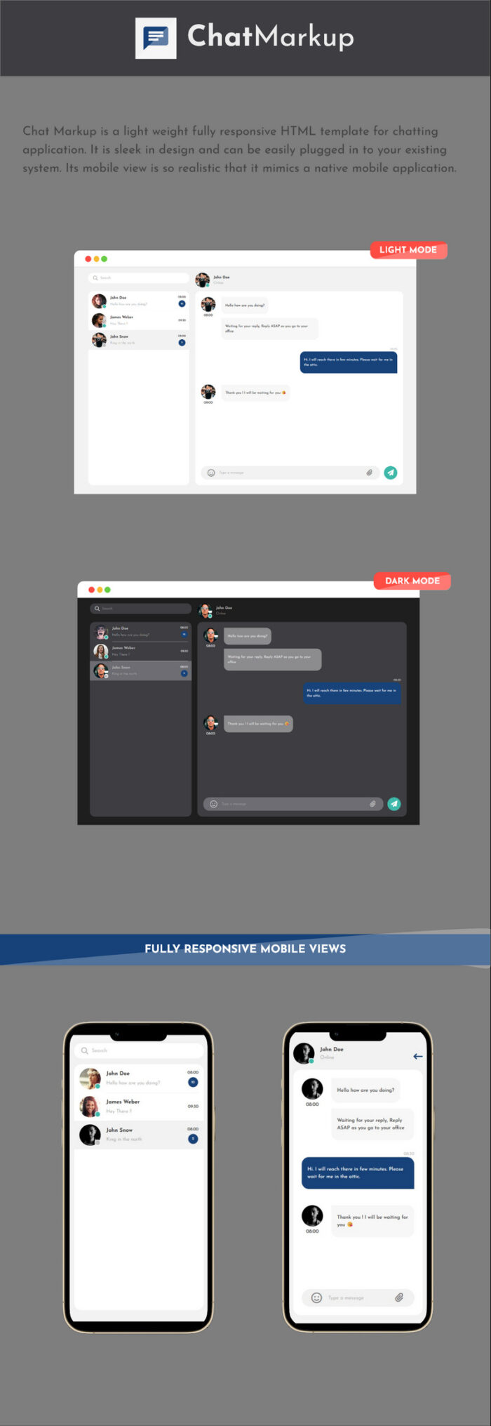 ChatMarkup | Template HTML Chatting seperti Aplikasi - Fitur Gambar 1