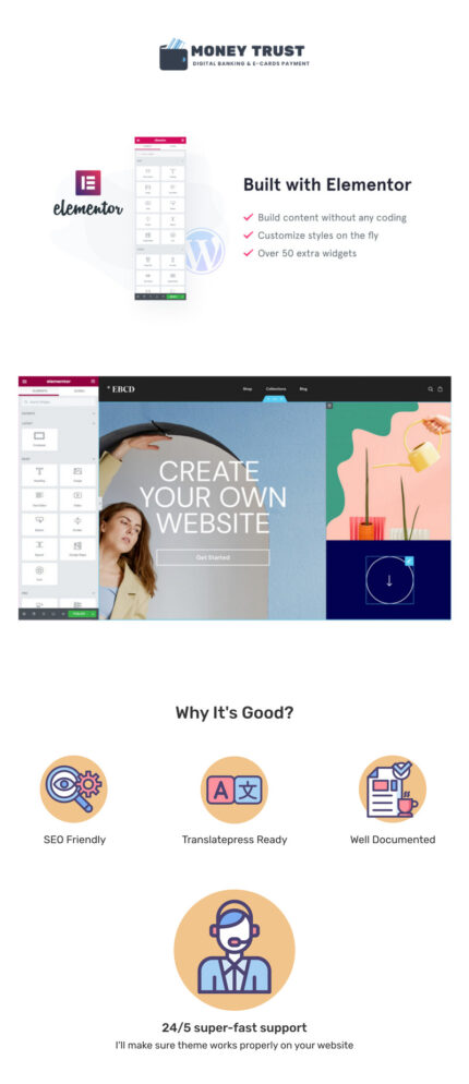 Money Trust - Template WordPress Elementor Perbankan Digital & Pembayaran Kartu Elektronik - Fitur Gambar 1