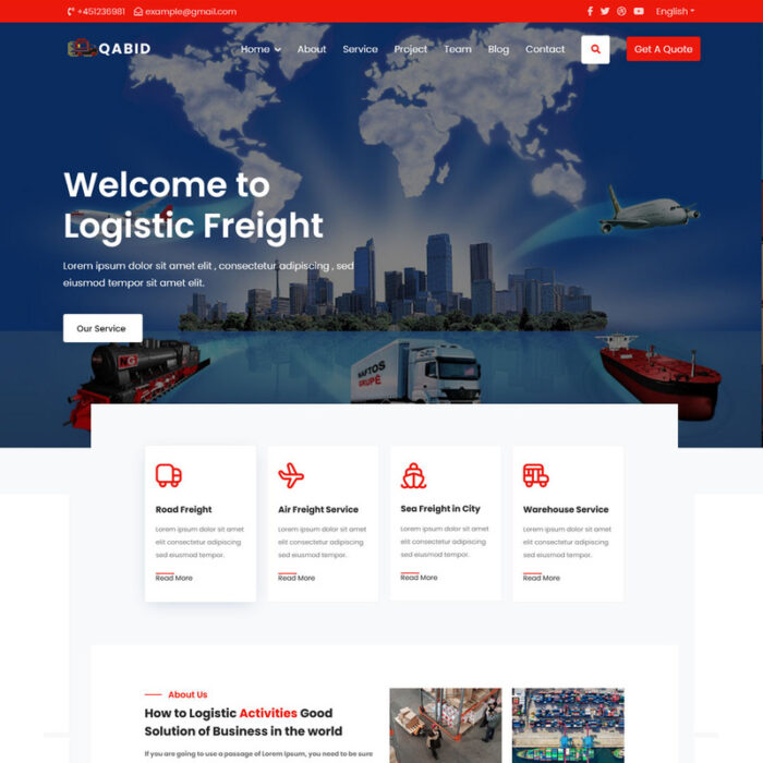 Qabid - Template Halaman Arahan Logistik & Transportasi - Fitur Gambar 1