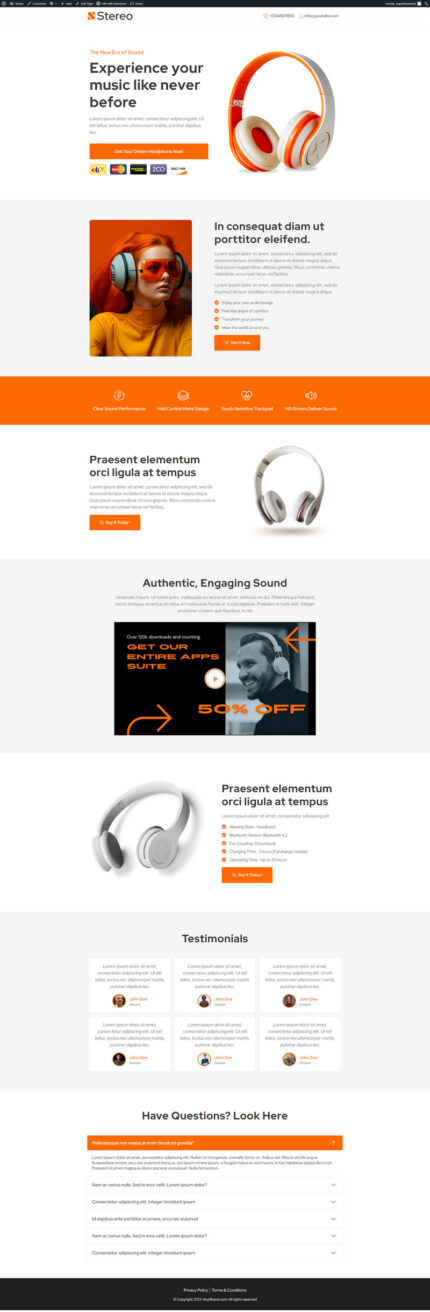 Tema WordPress Bisnis Headphone Stereo - Fitur Gambar 1