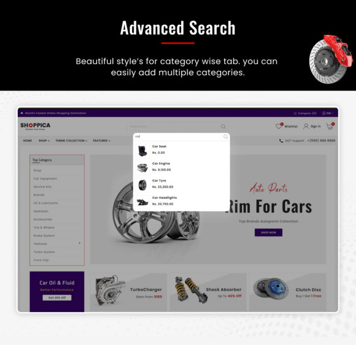 Shoppica Mega Spare–Parts Cars Shopify 2.0 Tema Responsif Premium - Fitur Gambar 6