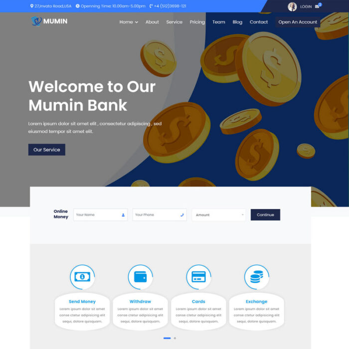 Mumin - Template Halaman Arahan Investasi Perbankan & Uang Online - Fitur Gambar 1