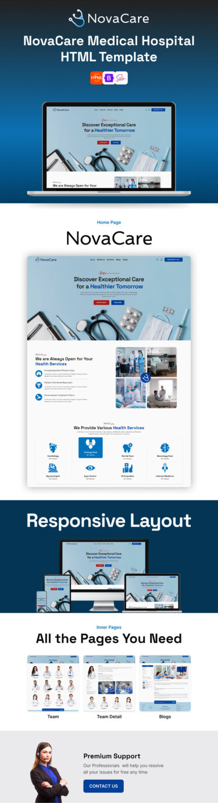 NoveCare: Template Situs Web HTML Layanan Kesehatan dan Medis dan Pusat Medis - Fitur Gambar 1