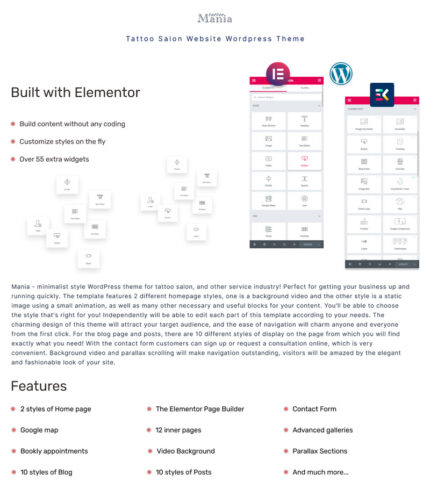 Mania - Tema Wordpress Situs Web Salon Tato - Fitur Gambar 1