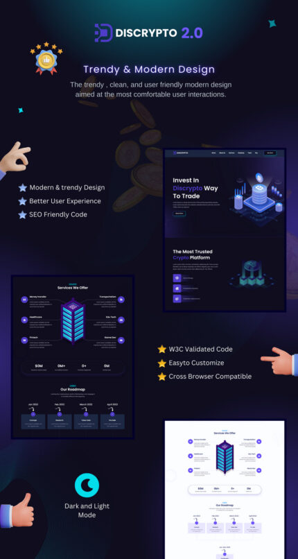 Discrypto - Template Halaman Arahan SaaS Bitcoin dan Cryptocurrency ICO, IDO, IGO, INO - Fitur Gambar 1