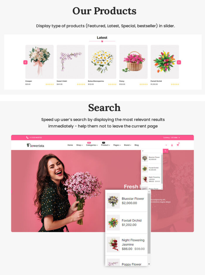 Flowerista - Template OpenCart 4.0.1.1 yang Elegan untuk Toko Bunga dan Butik E-Commerce - Fitur Gambar 3