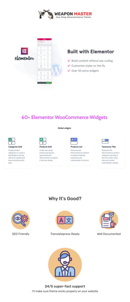 Weapon Master - Template WooCommerce Elementor Senjata & Menembak - Fitur Gambar 1