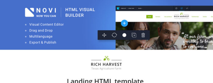 Rich Harvest - Pertanian HTML5 dengan Template Halaman Arahan Novi Builder Bawaan - Fitur Gambar 1