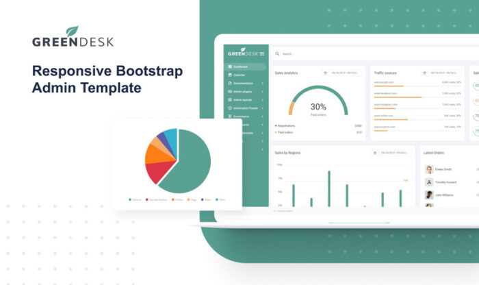 GreenDesk - Template Admin Dashboard Bersih Responsif Serbaguna - Fitur Gambar 1