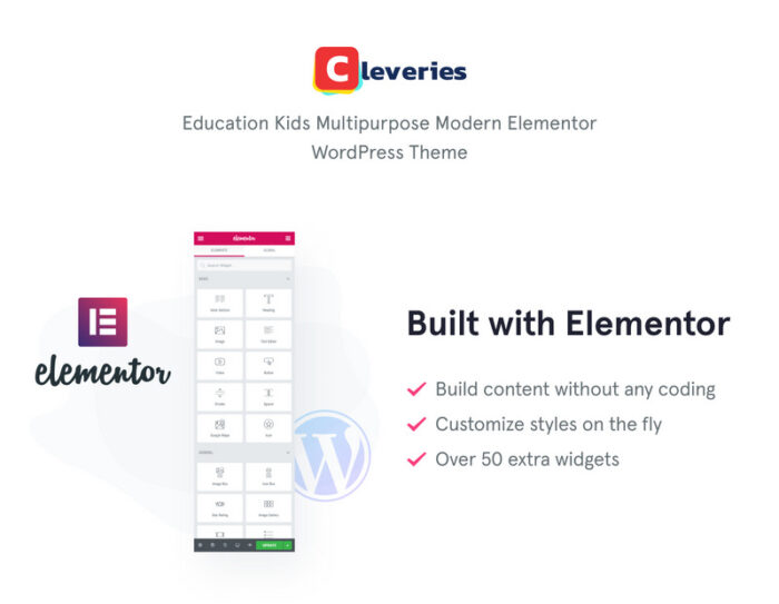 Cleveries - Tema WordPress Elementor Pendidikan Anak - Fitur Gambar 1