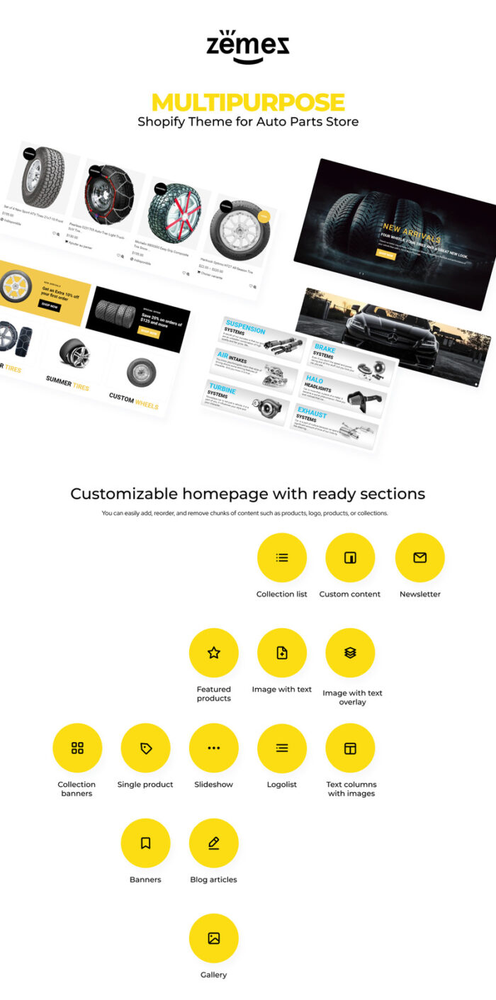 Tire Master - Roda & Ban Tema Shopify Bersih Multihalaman - Fitur Gambar 1