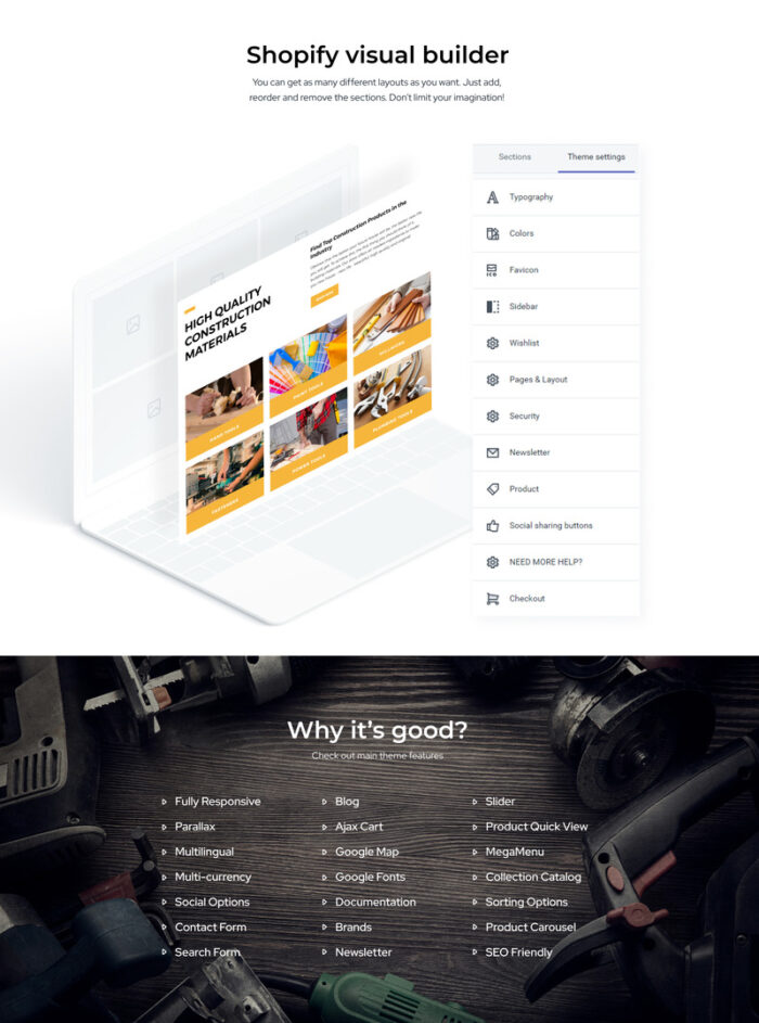 BUILDR - Tema Shopify Kreatif eCommerce Perusahaan Konstruksi - Fitur Gambar 2