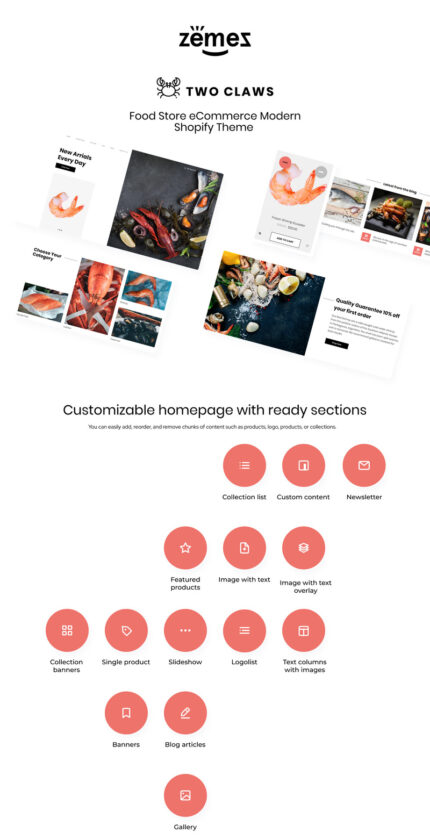 Two Claws - Tema Toko Makanan eCommerce Modern Shopify - Fitur Gambar 1