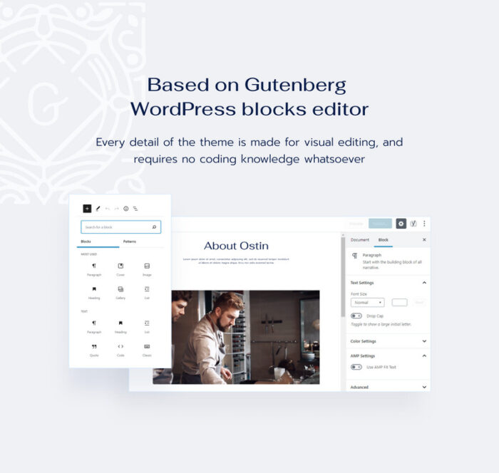 Ostin - Tema WordPress Restoran untuk Tema WordPress Gutenberg - Fitur Gambar 2