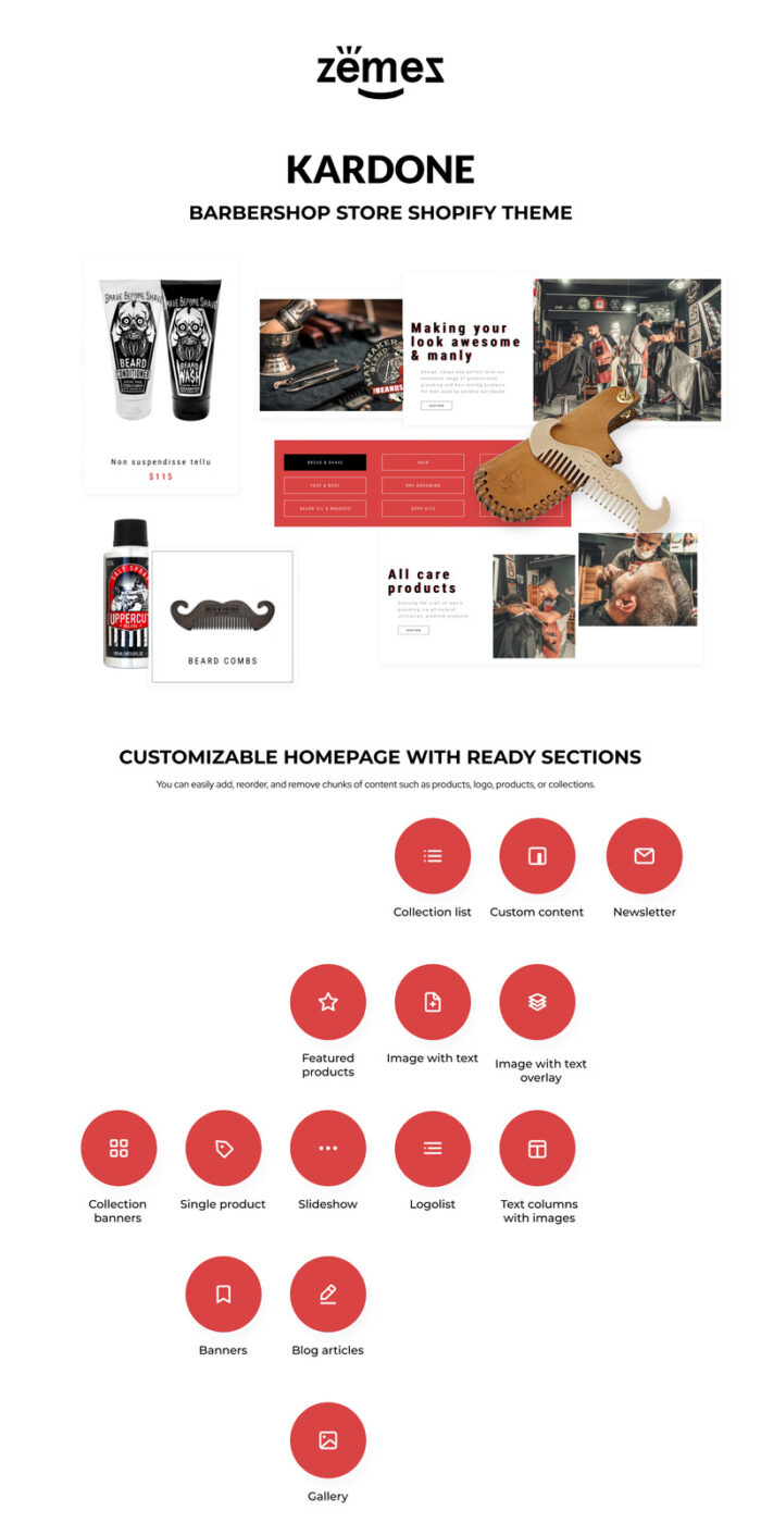 Template eCommerce Kardone Barbershop Tema Shopify - Fitur Gambar 1