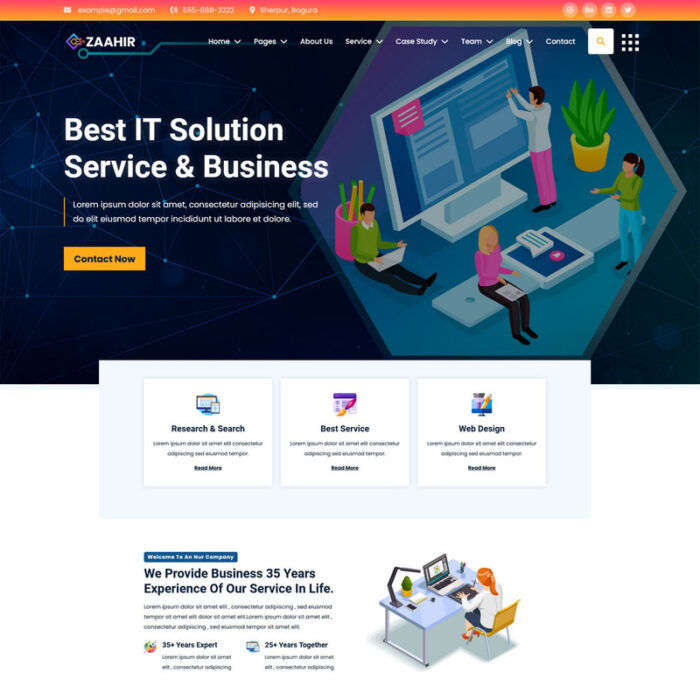 Zaahir - Template Situs Web Layanan Bisnis Solusi TI & Teknologi - Fitur Gambar 1