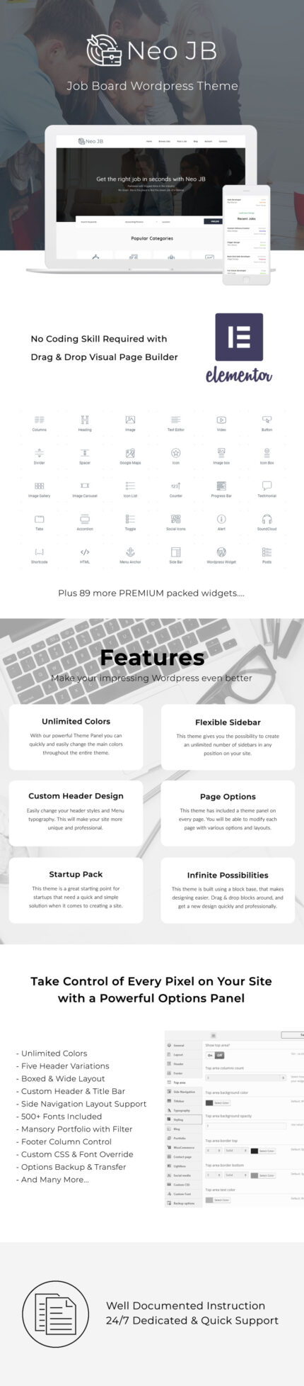 NeoJB - Tema WordPress Elementor Papan Pekerjaan Modern - Fitur Gambar 1