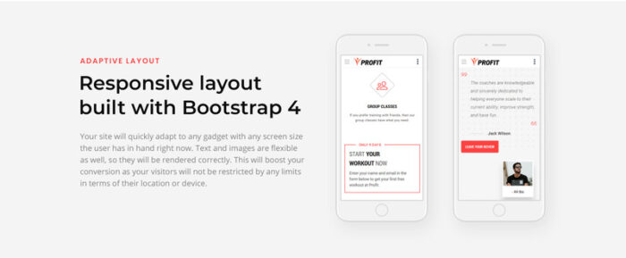 Profit - Template Halaman Arahan HTML Bootstrap4 Minimal Satu Halaman Olahraga - Fitur Gambar 6