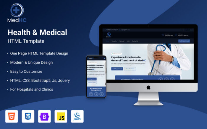 MedHc - Template Situs Web Responsif Satu Halaman Medis dan Kesehatan Bootstrap - Fitur Gambar 1