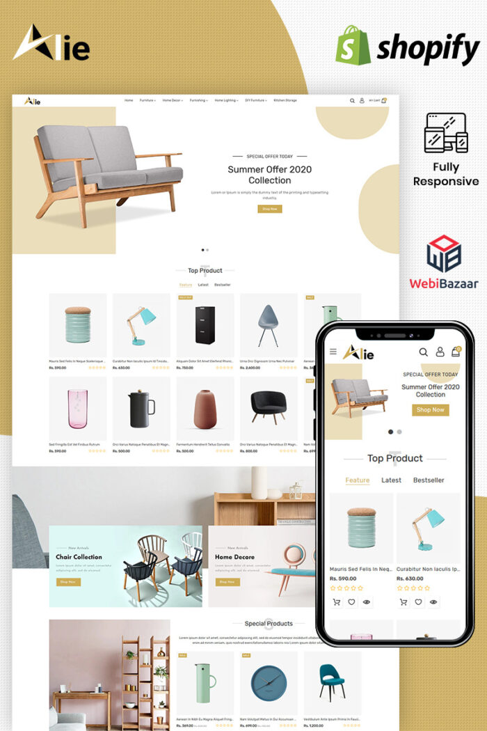 Alie - Tema Shopify Furnitur Terbaik - Fitur Gambar 1