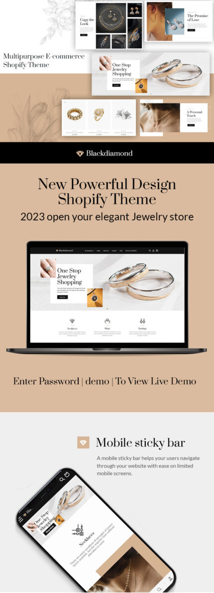 Perhiasan Berlian Hitam - Tema Shopify Premium Mewah - Fitur Gambar 1