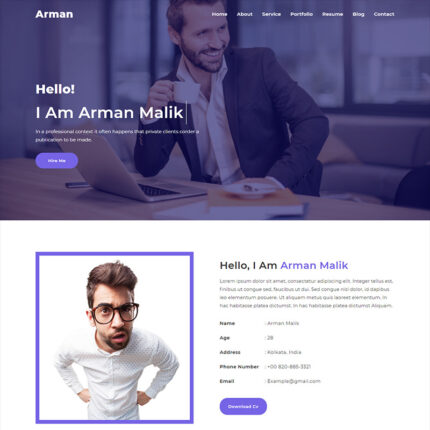 Template Situs Web Portofolio Pribadi Arman Minimal - Fitur Gambar 1